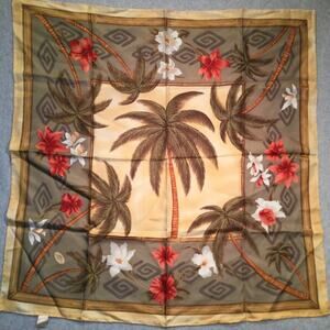 Tommy Bahama 100% Silk Scarf Tropical themed 34”x35”